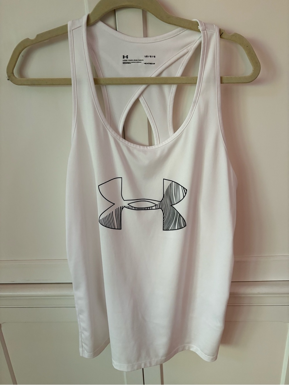 Under Armour White Racerback Tank with Black Logo